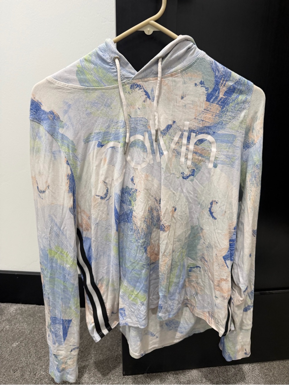 Calvin Klein Performance Light Blue and Beige Tie-Dye Hoodie